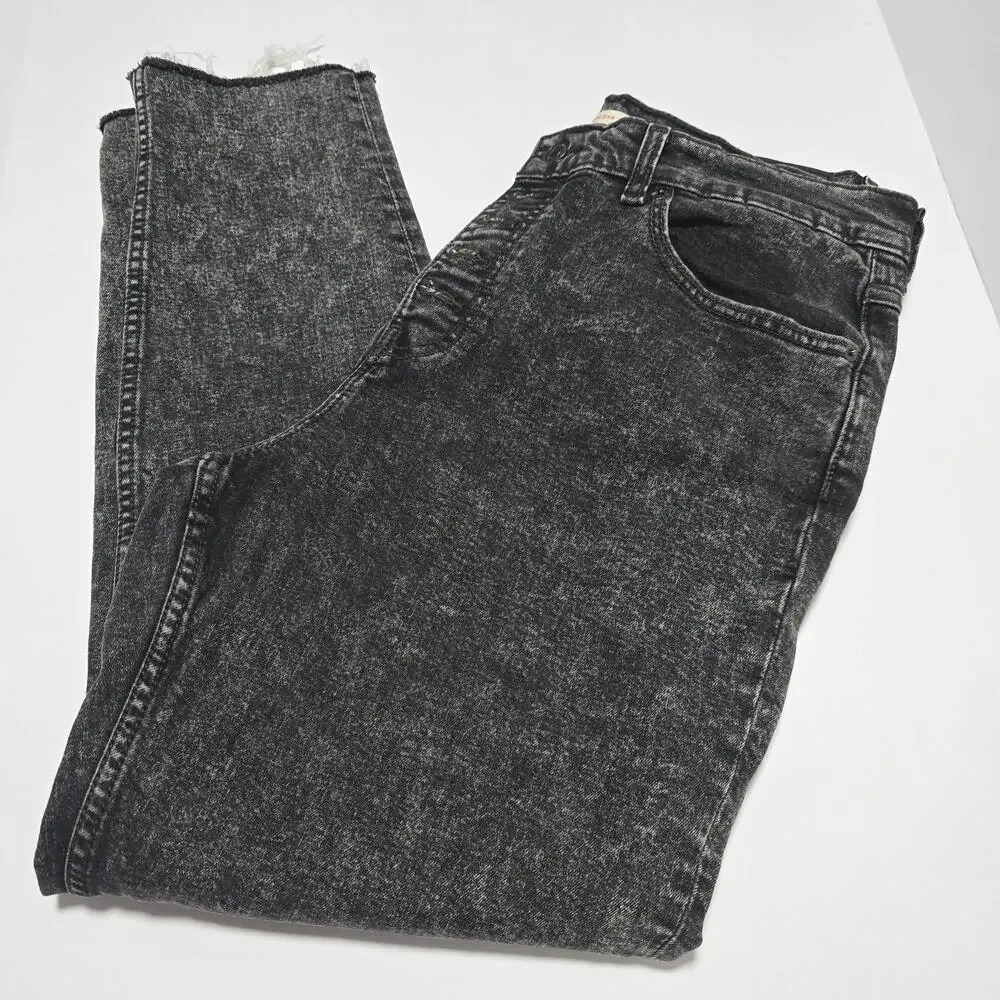 Levi’s High Waisted Mom Jeans Black Acid Wash Raw Hem Straight Leg 32 Y2K Grunge - Picture 7 of 11